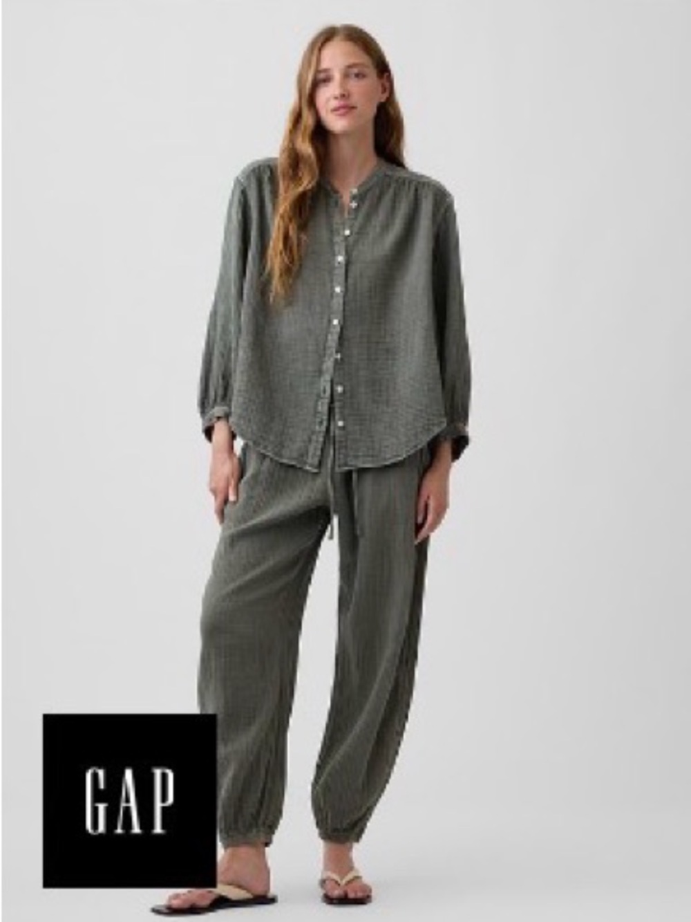 GAP Cotton Gauze Easy Barrel Pants - Picture 5 of 5